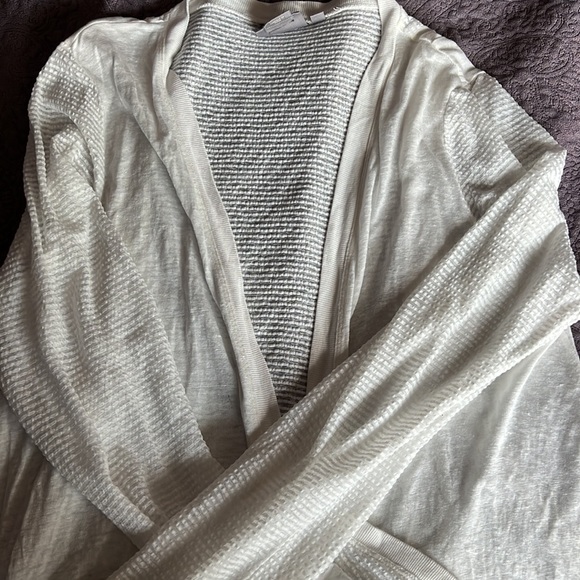 Anthropologie Vanessa Virginia long white sweater through open cardigan - Picture 8 of 13